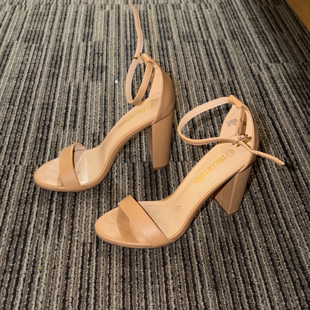 Tan Block Heel Sandals